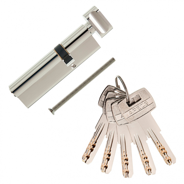 Цилиндр для замка APECS SM-100 65х35 мм ключ-завертка никель от магазина ЛесКонПром.ру
