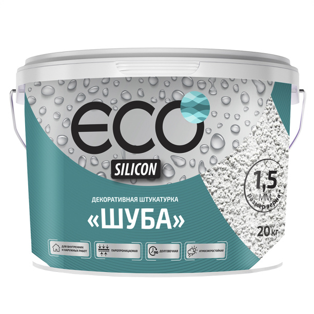 Штукатурка декоративная ECO Silicon Шуба 1,5 мм 20 кг белая от магазина ЛесКонПром.ру