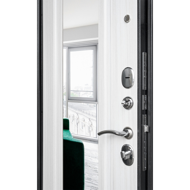 Дверь входная металлическая Анкона неон муар/белый софт 2050х860х90 мм левая от магазина ЛесКонПром.ру