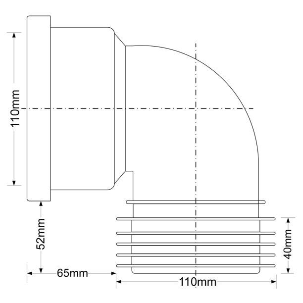 Колено канализационное McAlpine 110 мм угол 90°, вставляется внутрь трубы 110 мм от магазина ЛесКонПром.ру