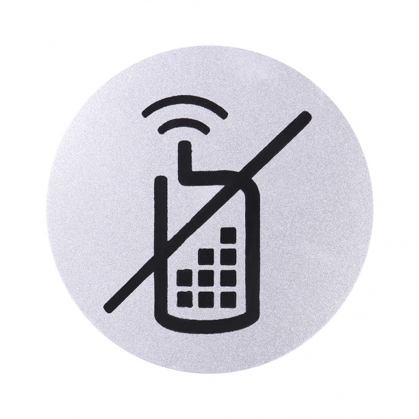 Табличка информационная самоклеящаяся "Выключить телефоны" d95 мм от магазина ЛесКонПром.ру