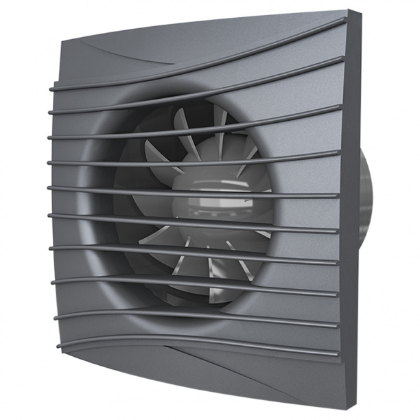 Вентилятор SILENT 5C Dark gray metal вытяжной D125 с обратным клапаном темно-серый от магазина ЛесКонПром.ру