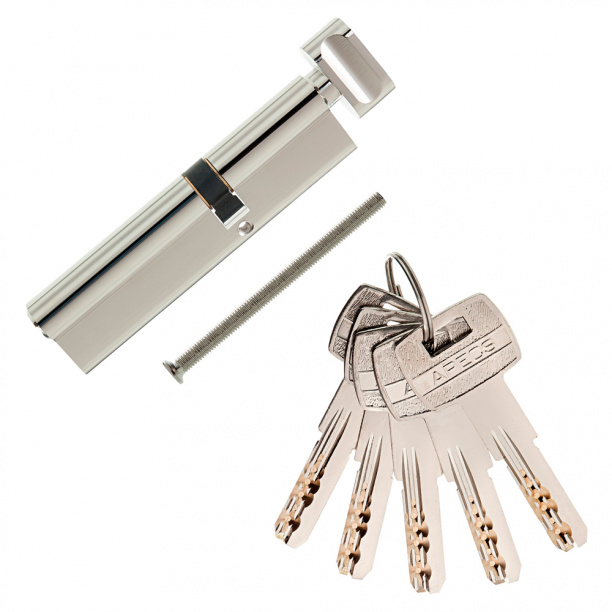 Цилиндр для замка APECS SM-120 70х50 мм ключ-завертка никель от магазина ЛесКонПром.ру