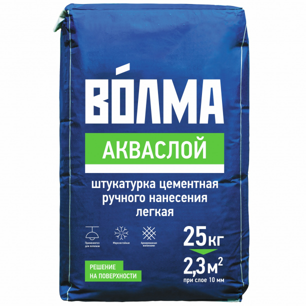 Цементная штукатурка ВОЛМА-Акваслой 25 кг от магазина ЛесКонПром.ру
